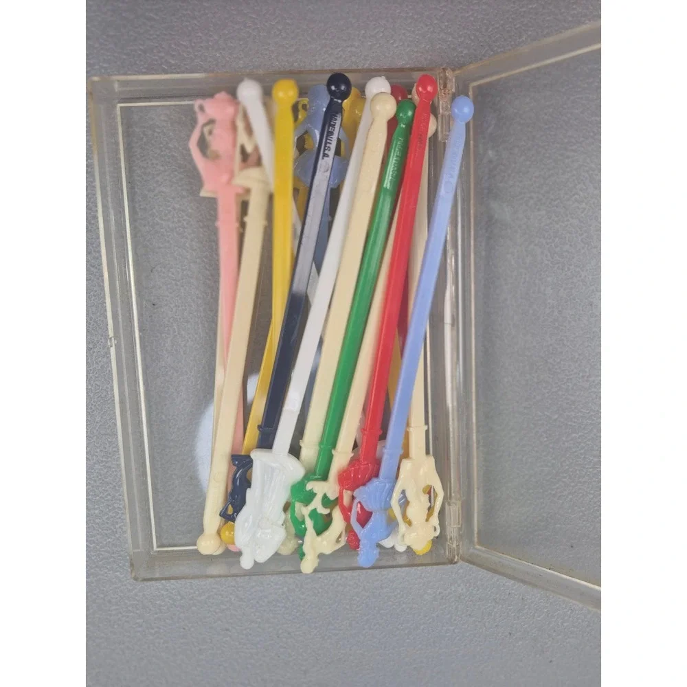 Vintage  Swizzle Sticks Multi-Color Plastic Barware Set Made in USA